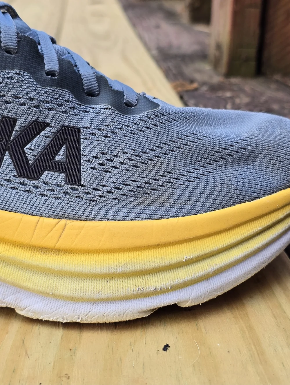 Hoka, Mens Bondi 8 Running Shoe, Goblin Blue/Mountain Spring, Sz 9.5 2E - Picture 10 of 16